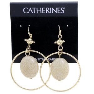 Catherine gold circle and stone dangle earrings